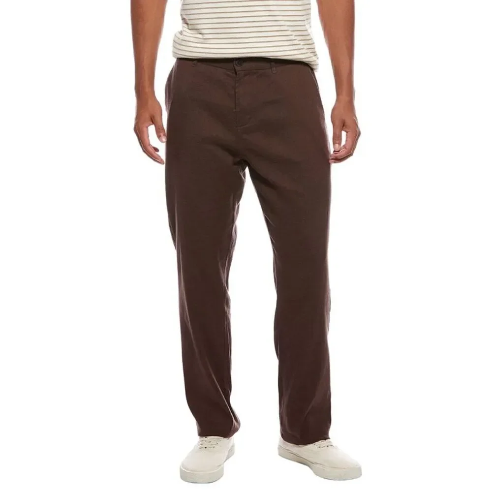 Onia Mens  Stretch Linen Trouser, Brown